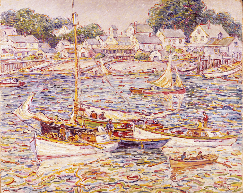 painting of waterfront boats in provincetown