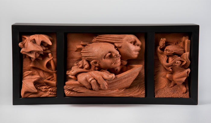 waxed terra cotta relief