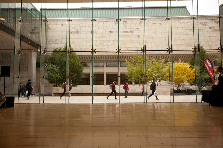 Looking out the chazen's lobby