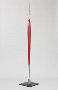 tall red aerodynamic sculpture