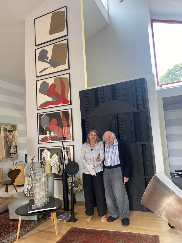 Willi Haeberli and his daughter, Frances, at home with his art collection.